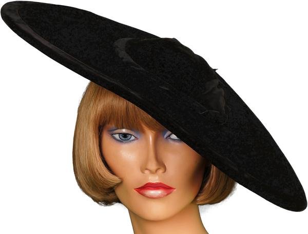 1940s black velvet platter hat  - Courtesy of poppysvintageclothing