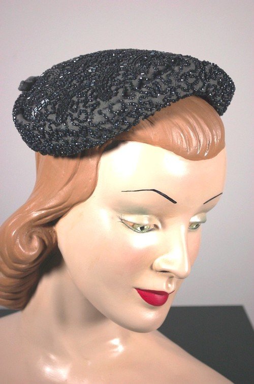 1950s beaded cocktail hat  - Courtesy of vivavintageclothing