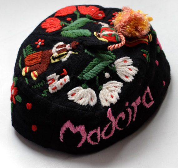 1960s Madeira embroidered souvenir pillbox hat - Courtesy of grandmastopdrawer
