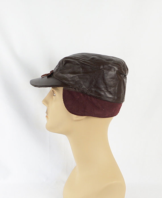 1950s leather workwear billed cap  - Courtesy of alleycatsvintage