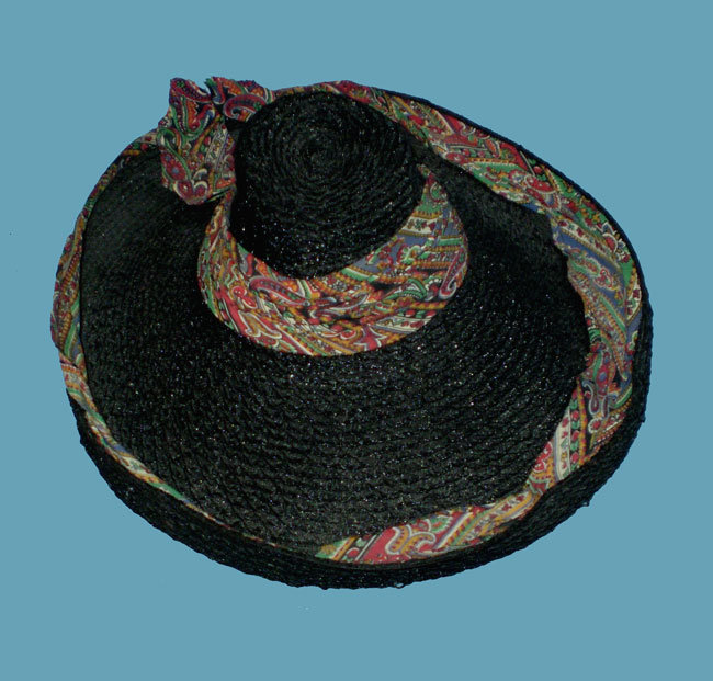 1940s Betty Co-Ed straw and rayon sombrero inspired hat - Courtesy of thespectrum