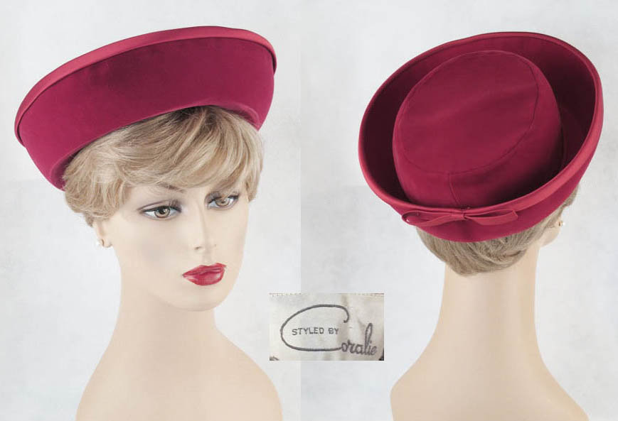 1960s Coralie velvet Breton hat - Courtesy of Alleycatsvintage
