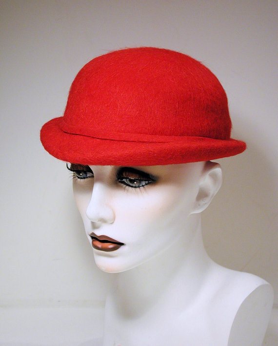 1960s red wool lady's bowler -  Courtesy of morningglorious