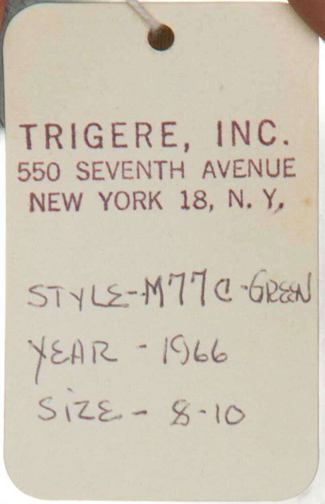 hangtag from a 1966 cocktail dress - Courtesy of Augusta Auctions