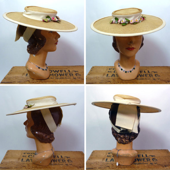 1940s Joal New York straw tilt hat - Courtesy of Noble Vintage Clothiers