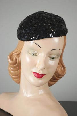 late 1940s tilt sequin cocktail hat  - Courtesy of vivavintageclothing