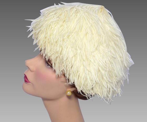 1950s ostrich feather cocktail hat  - Courtesy of myvintageclothesline