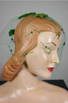 1960s green dotted veil whimsy hat  - Courtesy of vivavintageclothing