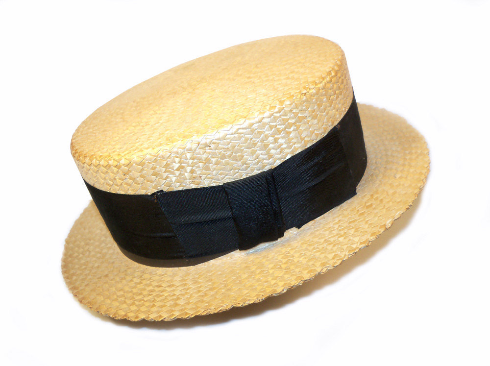 1940s Cavanaugh straw boater hat  - Courtesy of pinkyagogo