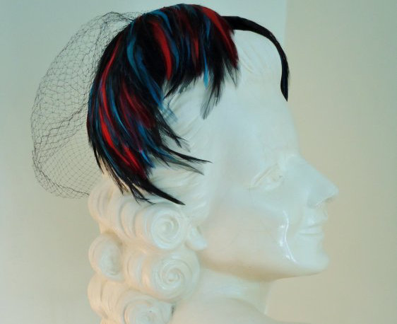 1960s colored feathers half hat  - Courtesy of jazzbugvintage