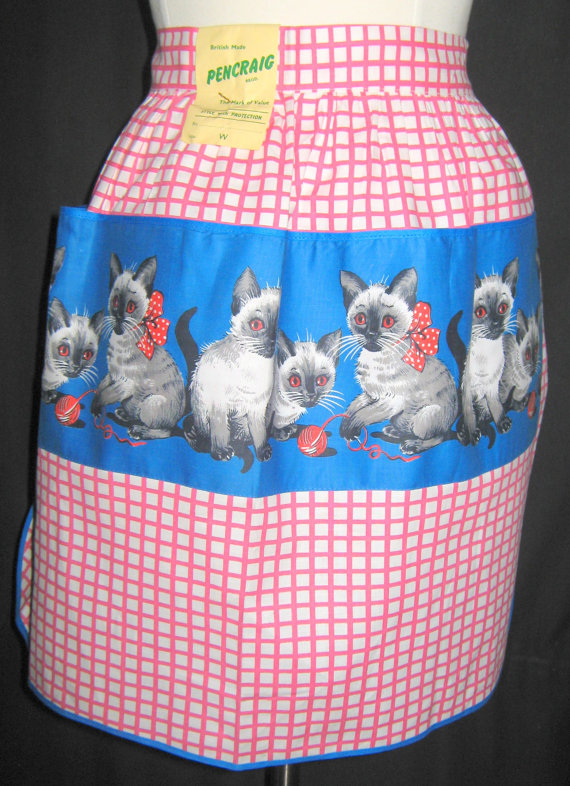 sewingmachinegirl on etsy! Cute kitty print apron!