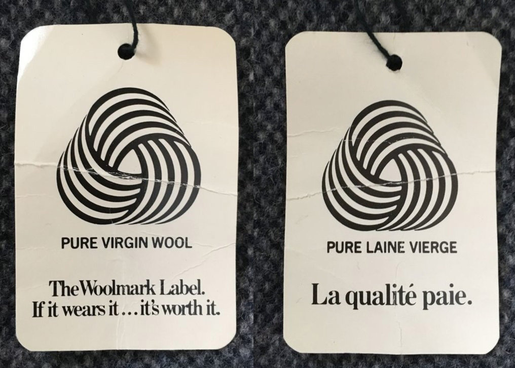 from a 1970s mens Aquascutum tweed coat (bilingual hang tag) - Courtesy of themerchantsofvintage