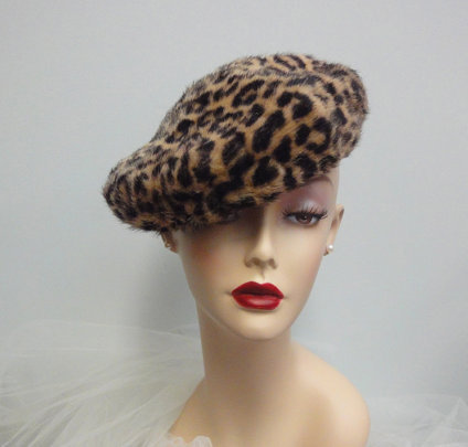 1950s faux leopard beret  - Courtesy of stelmadesigns