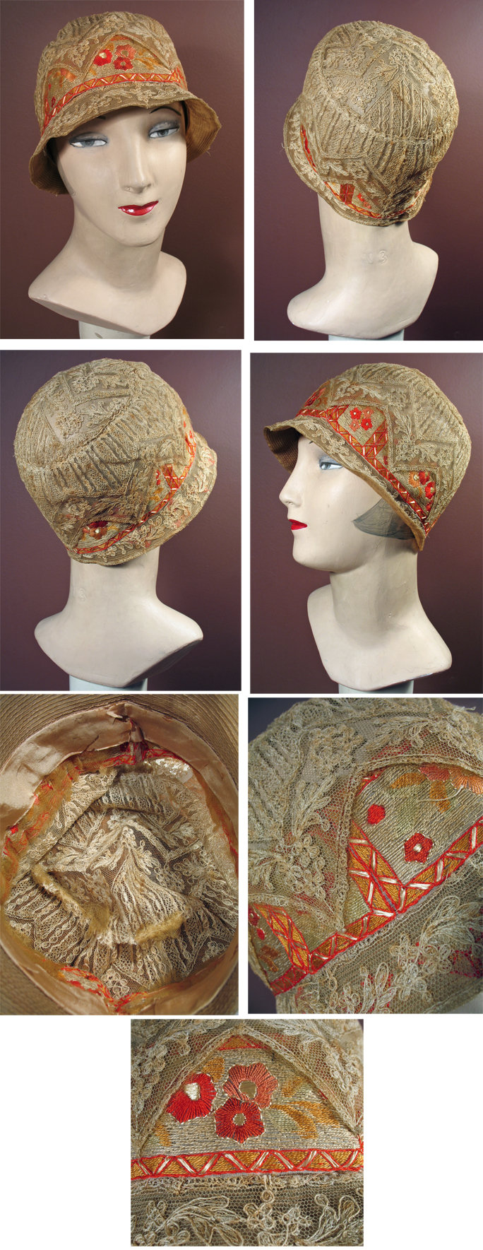 1920s lace and trim cloche  - Courtesy of pastperfectvintage