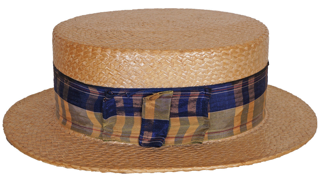 1920s mens fashion straw boater hat  - Courtesy of poppysvintageclothing