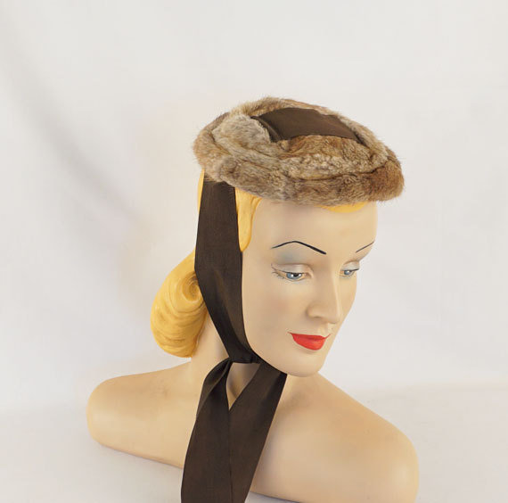 1940s fur pancake bonnet - Courtesy of alleycatsvintage