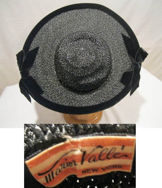 1940s black cartwheel hat  - Courtesy of ladyscarlets