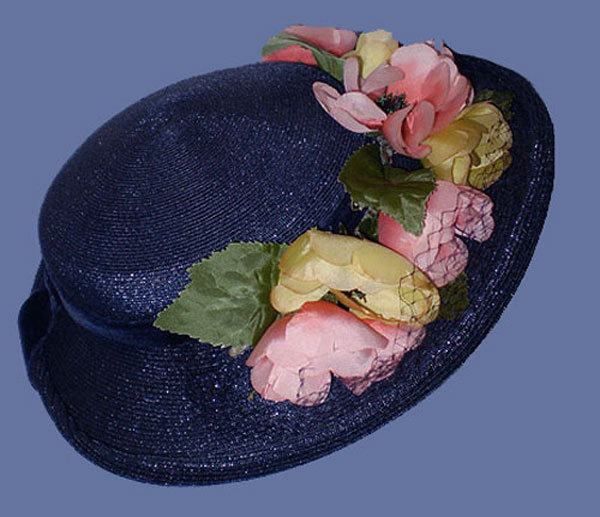 1950s floral trimmed straw Easter hat - Courtesy of thespectrum