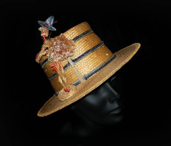 1950s novelty straw boater hat  - Courtesy of thespectrum