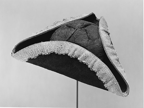 mid 1700s Italian tricorne hat  - Courtesy of the Metropolitan Museum of Art