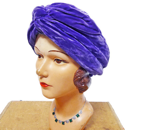 1940s velvet turban -  Courtesy of noblevintageclothier