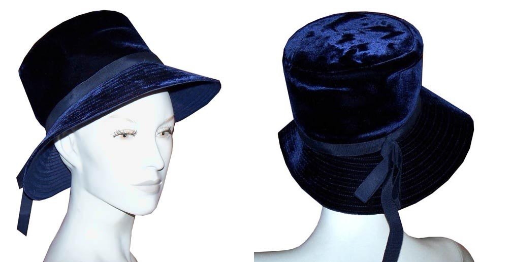 1940s blue velvet bucket hat  - Courtesy of pinkyagogo