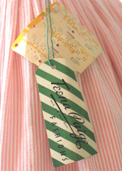 hang tags from a 1950s shirtwaist dress - Courtesy of Jennifer Binns of Hollie Point Vintage