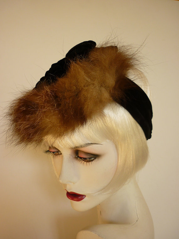 1940s Cecile fur/velvet tilt hat - Courtesy of Deco to Disco Vintage