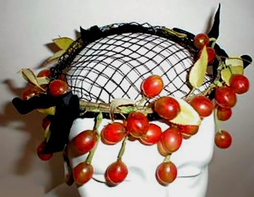 1960s whimsy hat with millinery cherries - Courtesy of thespectrum