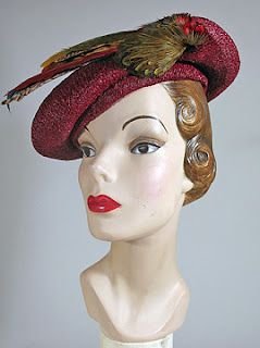 1930s banded beret with pheasant trim - Courtesy of pastperfect2