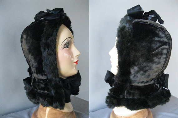 Victorian fur bonnet  - Courtesy of ladyscarlettsvintage