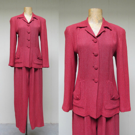 1990s rayon 2 piece suit - Courtesy of ranchqueenvintage