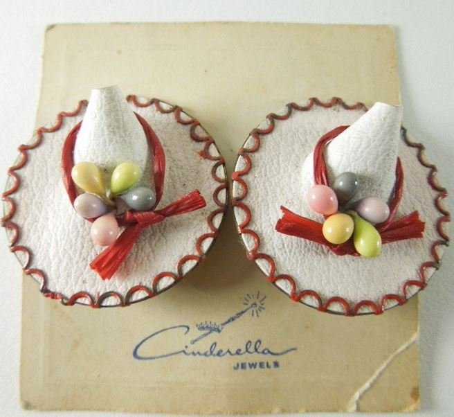1950s Mexican sombrero hat earrings -  Courtesy of betterdressesvintage