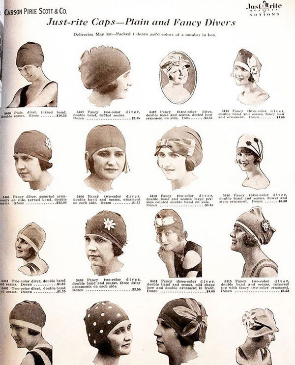 1922 Just-Rite bathing caps - Courtesy of cmpollack