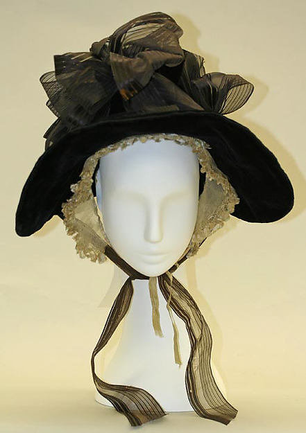 1835 silk poke bonnet  - Courtesy of the Metropolitan Museum of Art