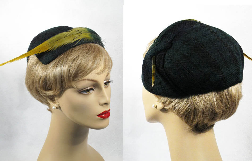 1950s feathered calot hat - Courtesy of alleycatsvintage  