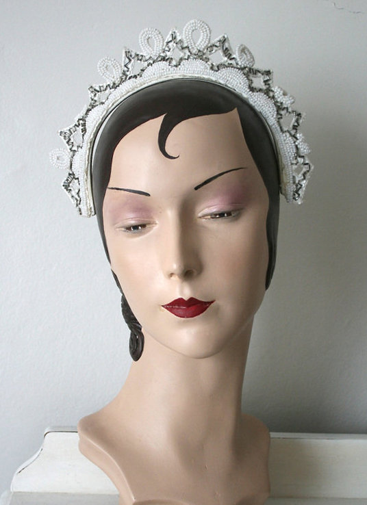 1930s beaded tiara  - Courtesy of moonrivermerchantile