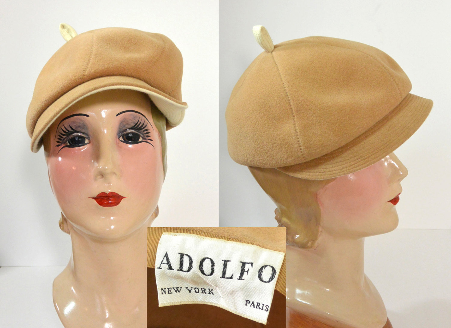 1960s Adolfo feminine newsboy inspired hat  - Courtesy of memphisvintage