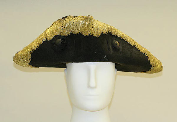 1750-75 French tricorne hat - Courtesy of the Metropolitan Museum of Art