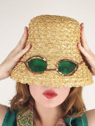 1960s straw novelty hat with sunglasses - Courtesy of denisebrain