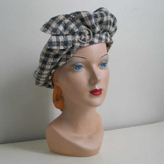 1940s wool plaid beret - Courtesy of The Vintage Merchant