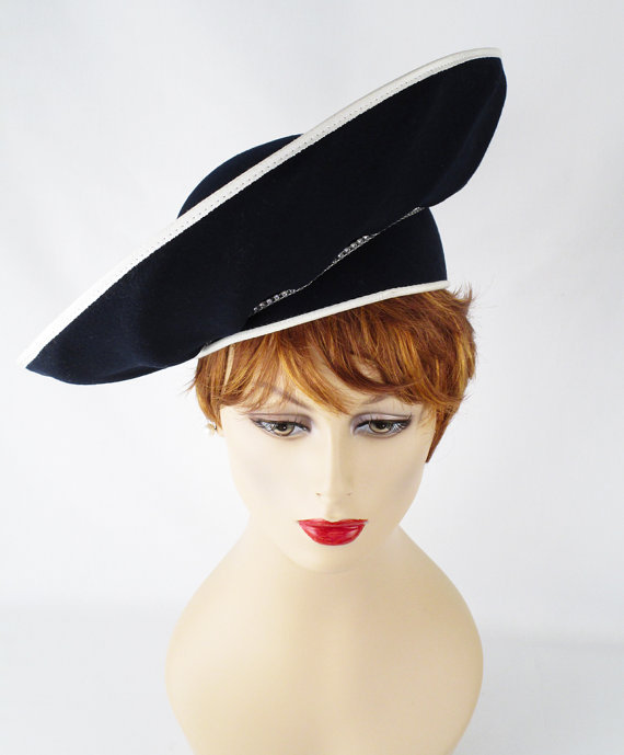 1980s asymmetrical church hat -  Courtesy of alleycatsvintage