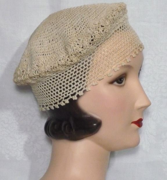 1920s crocheted boudoir cap  - Courtesy myvintageclothesline