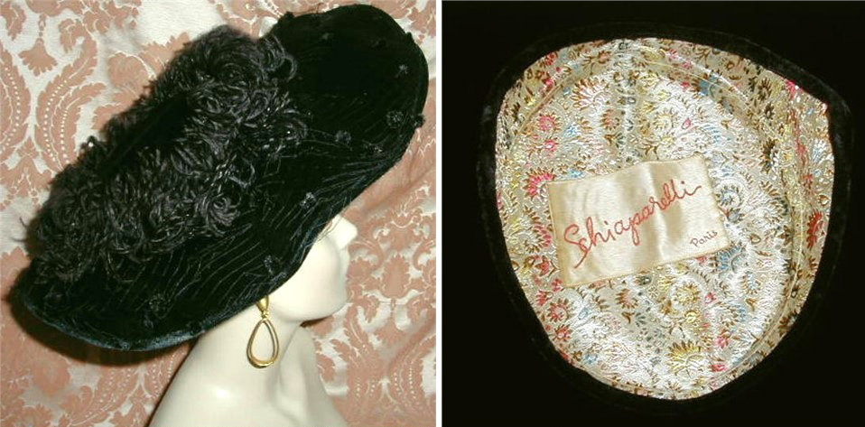 1950s Schiaparelli velvet platter hat  - Courtesy of rue_de_la_paix