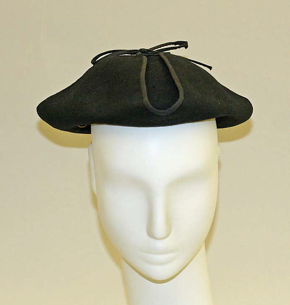 1942 Bergdorf Goodman black wool tricorne hat - Courtesy of the Metropolitan Museum of Art