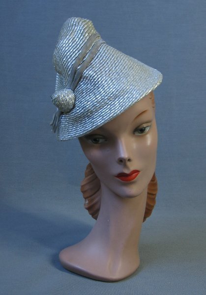1930s / 1940s silver metallic film noir hat - Courtesy of mags_rags