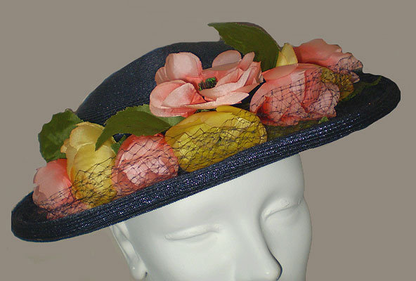 1950s straw and floral picture hat - Courtesy of thespectrum