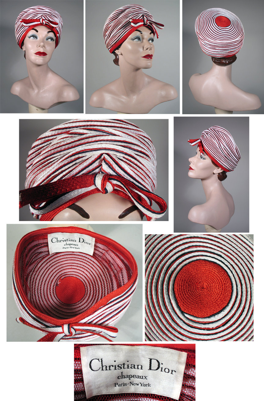 1960s Christian Dior straw turban inspired hat -  Courtesy of pastperfectvintage