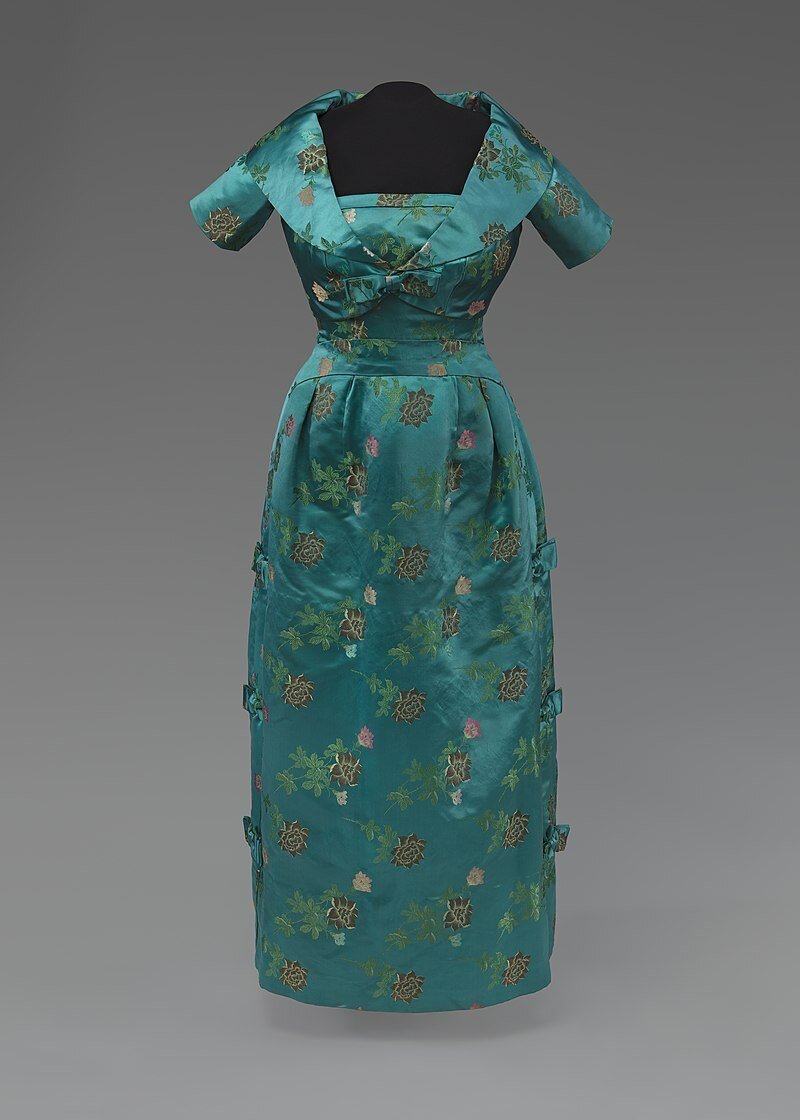 Smithsonian NMAAHC Teal blue dress and cropped jacket designed by Ann Lowe NMAAHC 2014 73 2 1 2