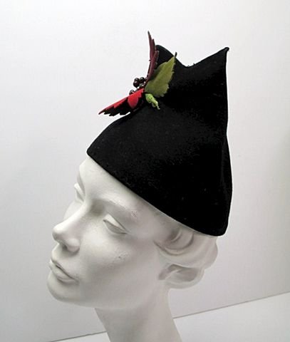 1930s black wool pixie cap - Courtesy of anothertimevintageapparel